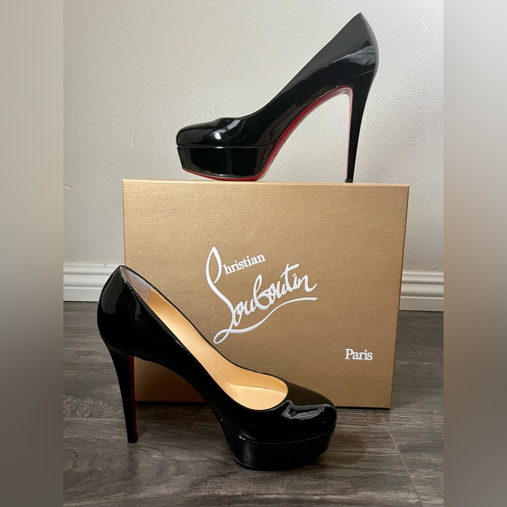 ♥️SOLD♥️ Christian Louboutin Bianca platform heels in black patent 120mm sz 39.5